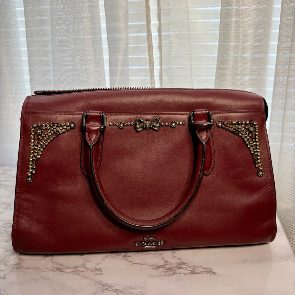 COACH x Selena Gomez Leather Crystal Embellished Bond Bag Satchel - Picture 2 of 11